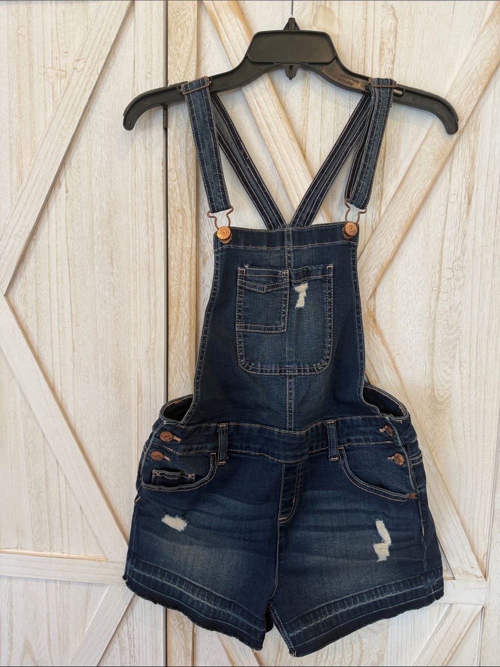 Justice Dark Blue Teen’s Denim Overall Shorts
